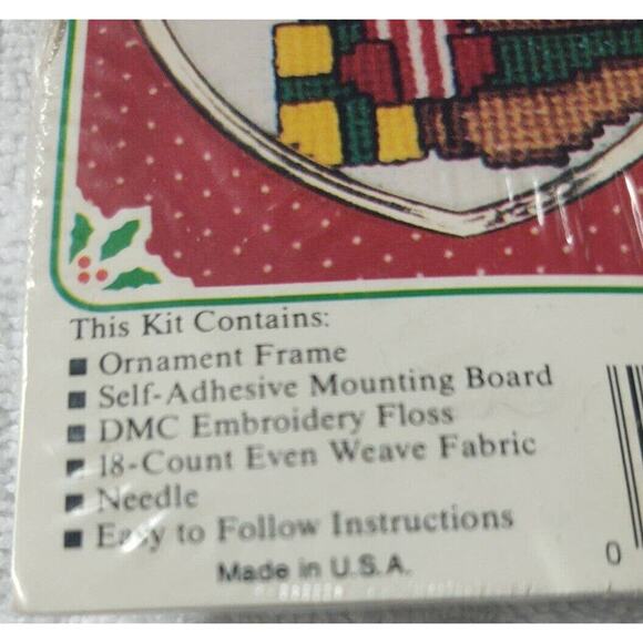 New Berlin Merry Christmas Bear Ornament Counted Cross Stitch Kit - Heart Frame - Picture 4 of 4